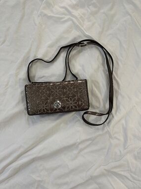 Brighton "Valencia" Bronze Metallic Crossbody Wallet EUC
